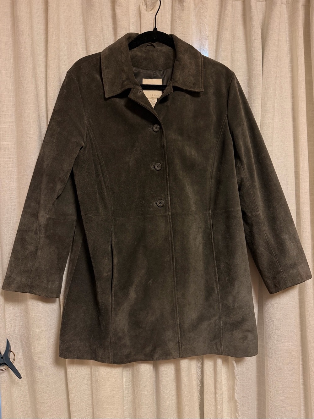100% Calf Suede Vintage J. Jill Coat Small Petite in Charcoal Grey